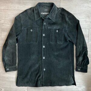 Vtg 00s Liz Claiborne Suede Shacket Genuine Leather Western Mens Size L